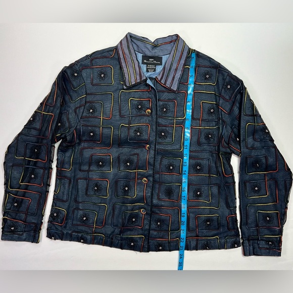 Vintage Alexandria Pierce Embroidered Blazer Jacket - navy/multi-color, L - Picture 5 of 8